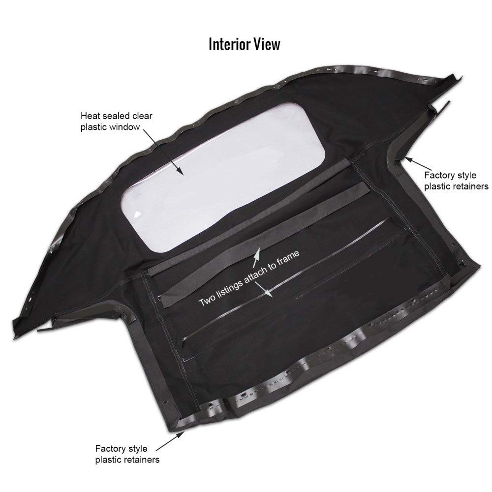 Compatible Mazda Miata Convertible Top With Plastic Window Black Cabrio 1989-2005